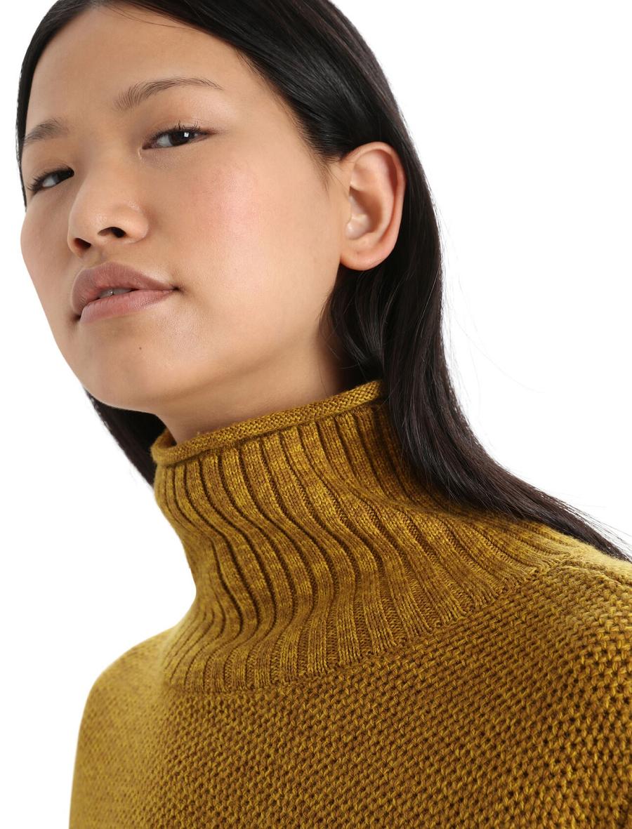 Clove / Silent Gold Icebreaker Merino Seevista Funnel Neck Women's Sweaters | AU 1626WNBY